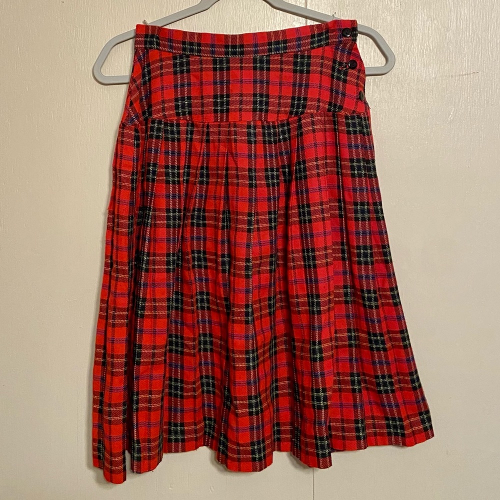 TRUE VINTAGE/Retro Dark Academia Red Plaid/Tartan Skirt - Picture 3 of 11